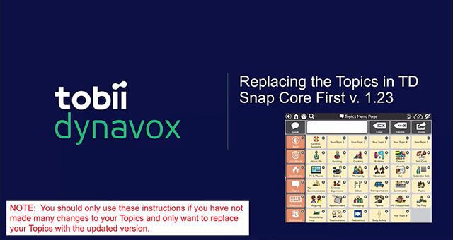 Replacing the Topics in TD Snap Core First
